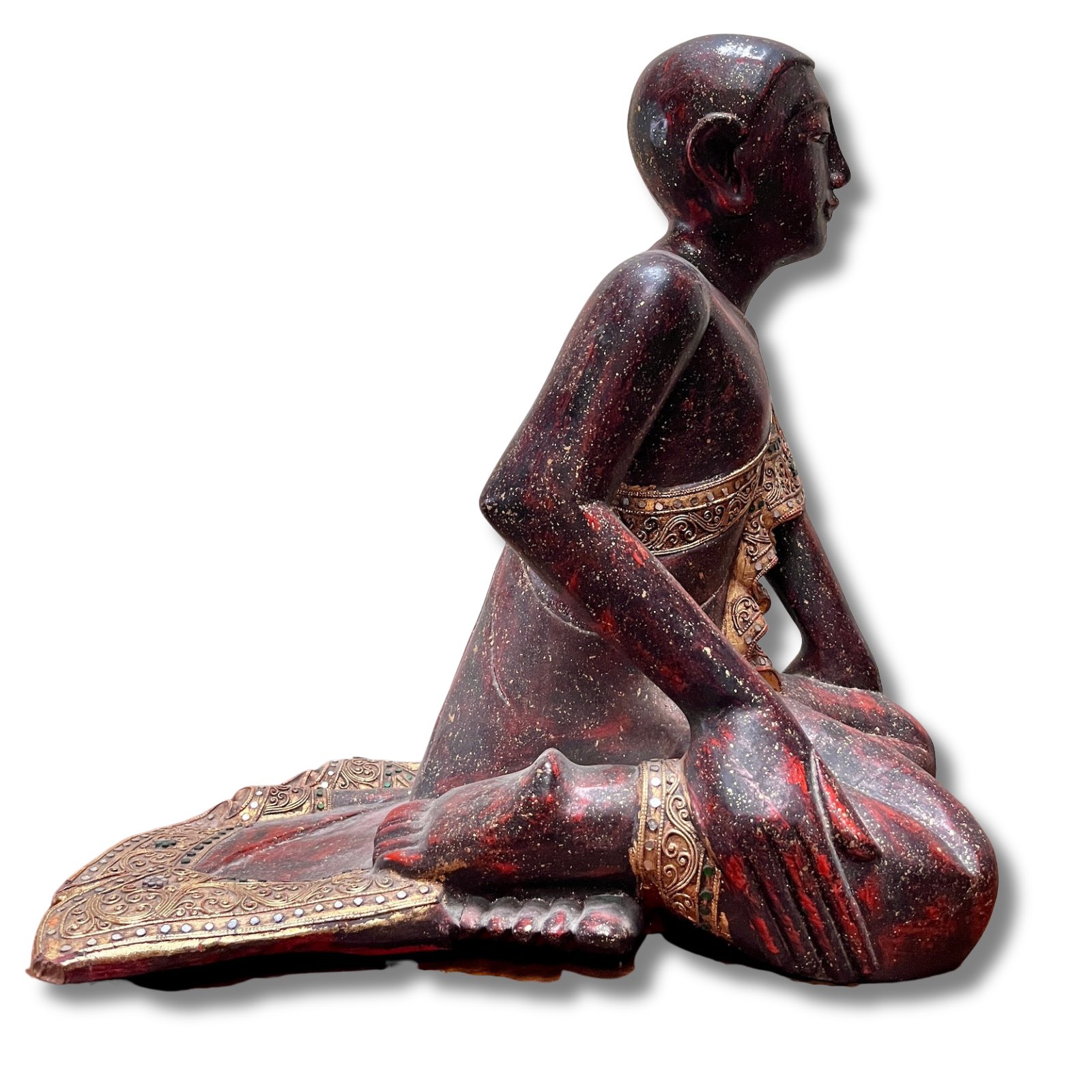Mandalay Mönch Figur Sariputta aus Holz, 51cm