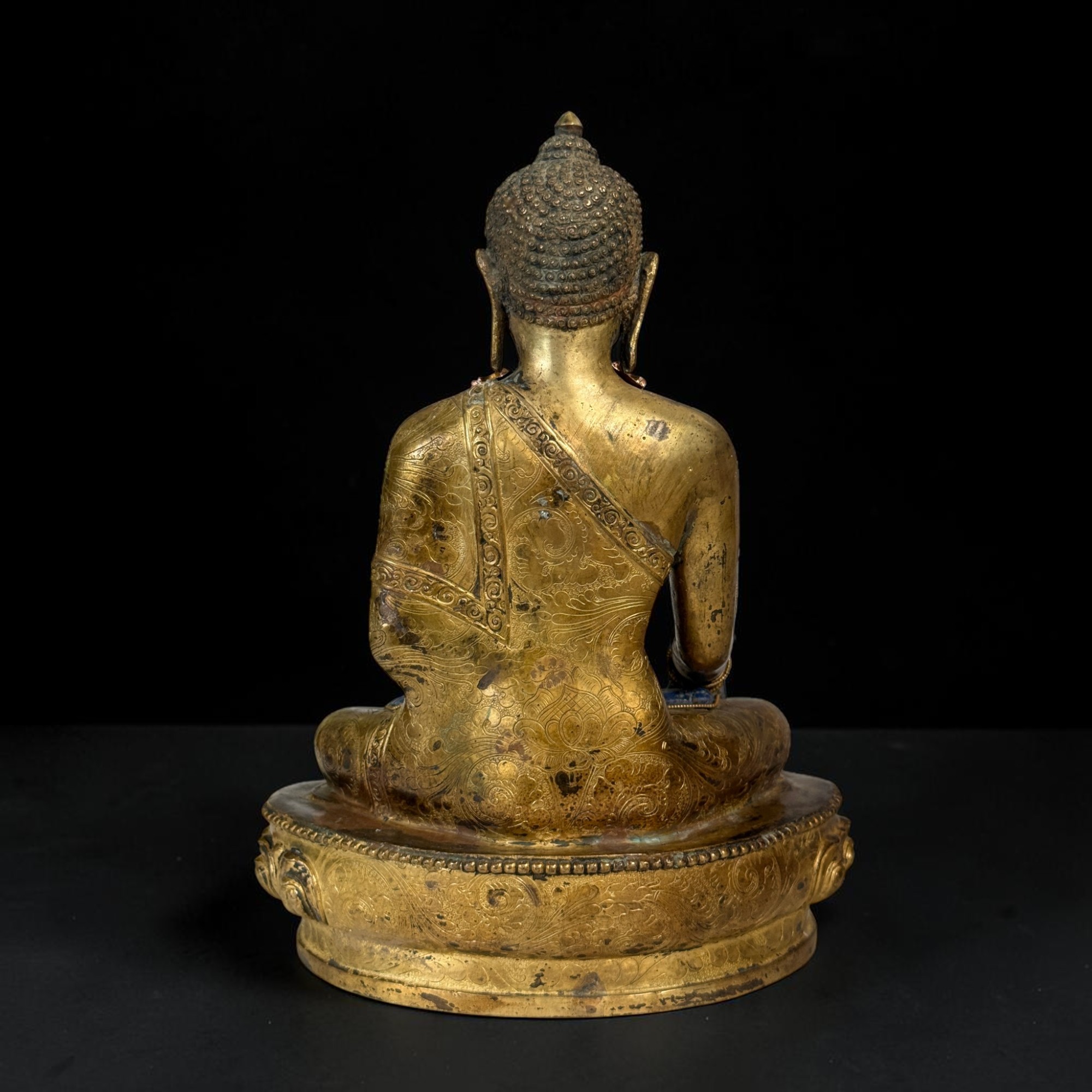 Siddharta Gautama Buddha Statue vergoldete Bronze mit Lapis Lazuli Nepal