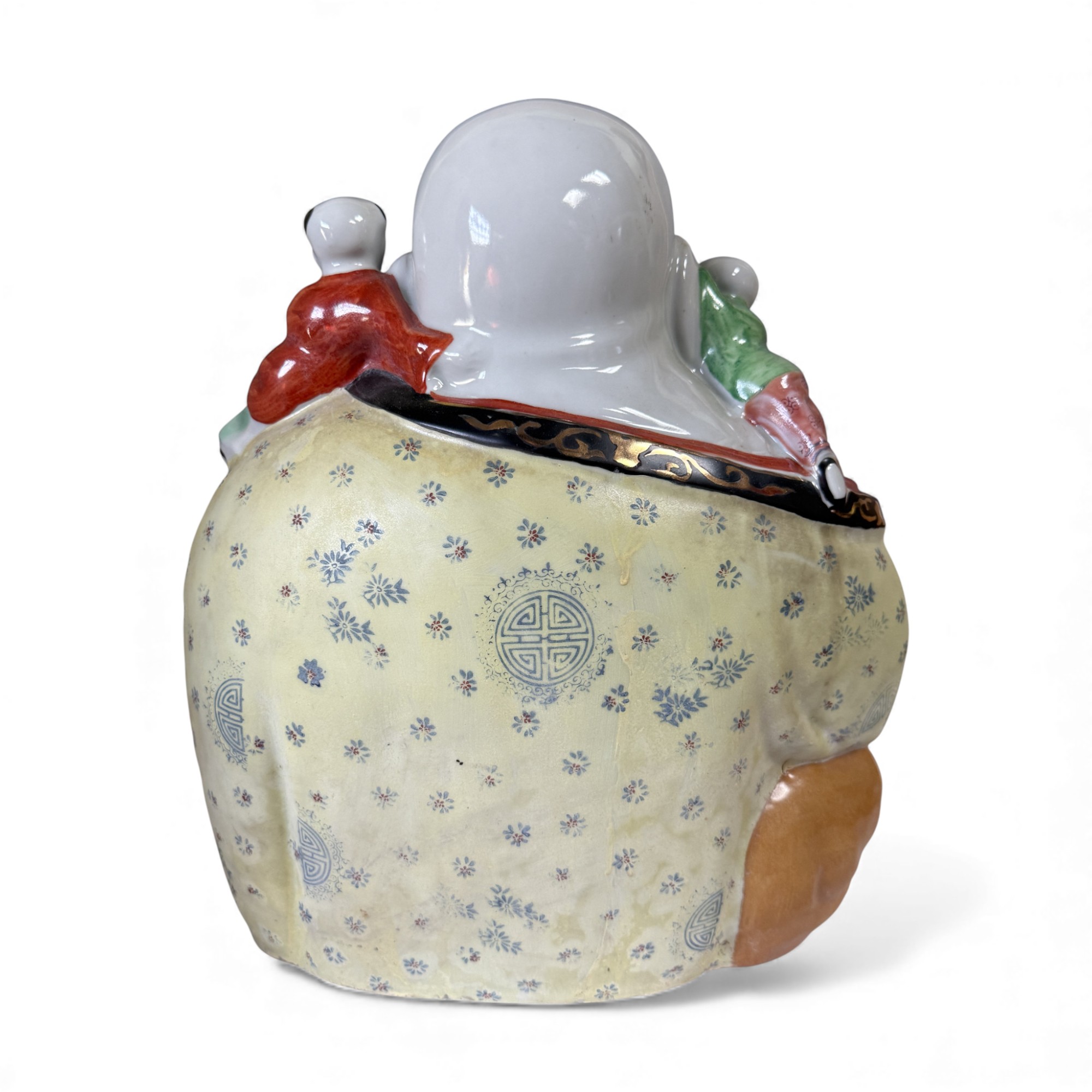 Happy Buddha mit Kindern - Porzellan Skultpur China