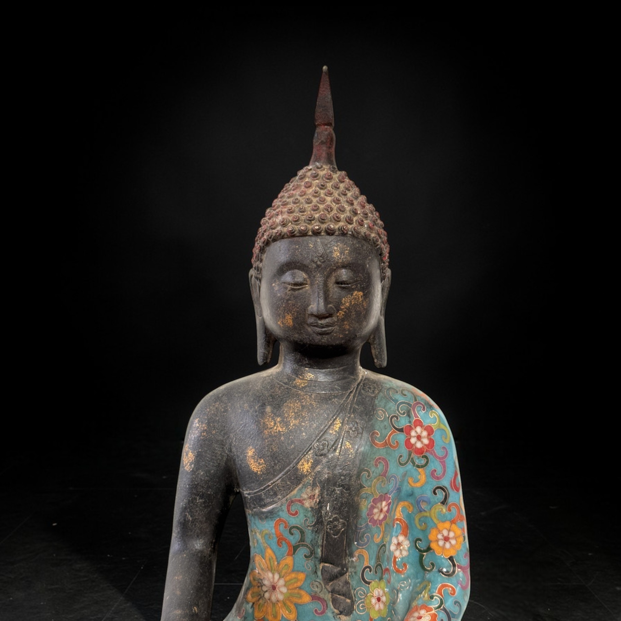 Buddha Figur Bronze Siddharta Gautama Cloisonne Skulptur 40 cm