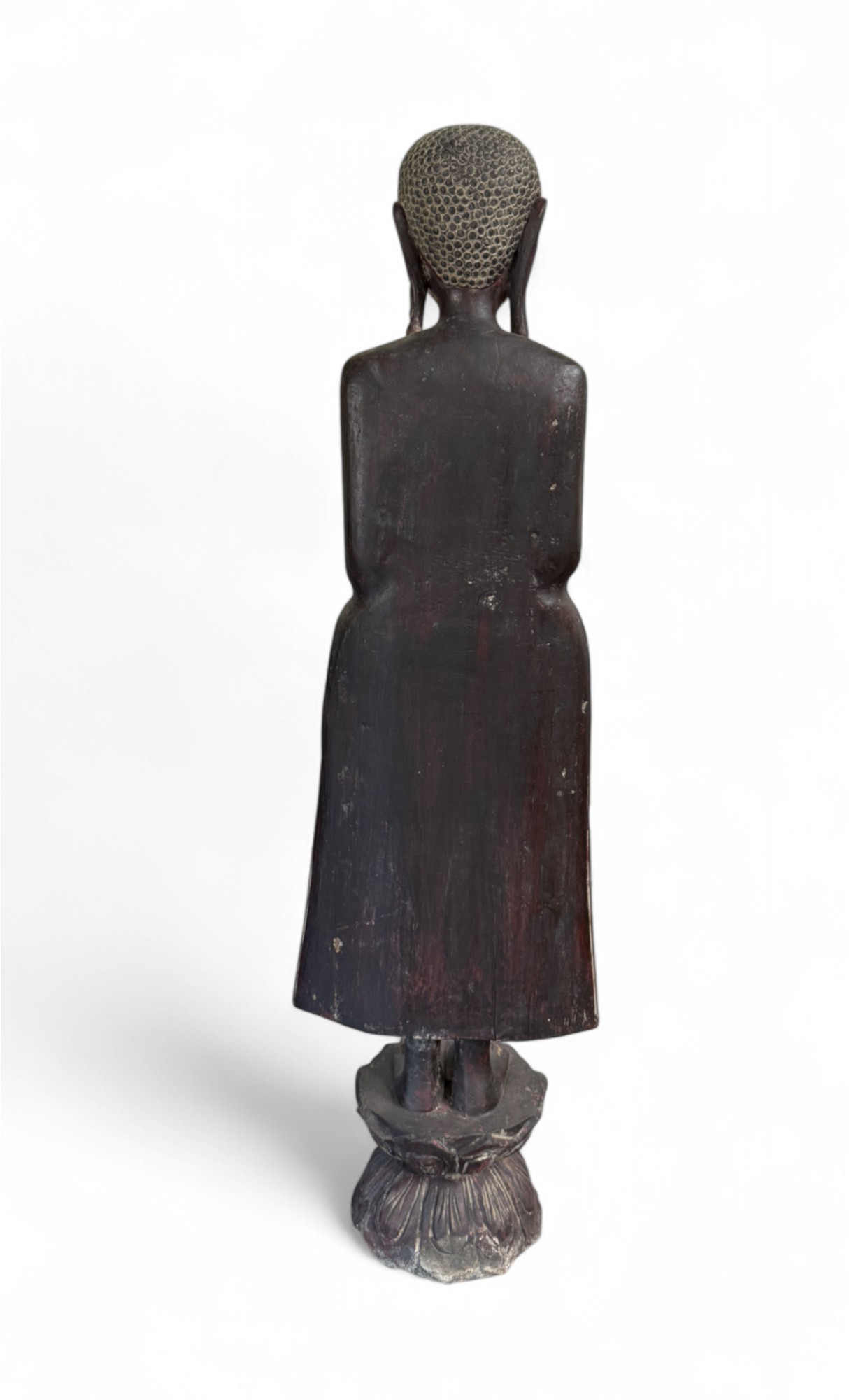 Buddha Adorant aus Burma – Teakholz, ca. 1900, vergoldet, 90 cm