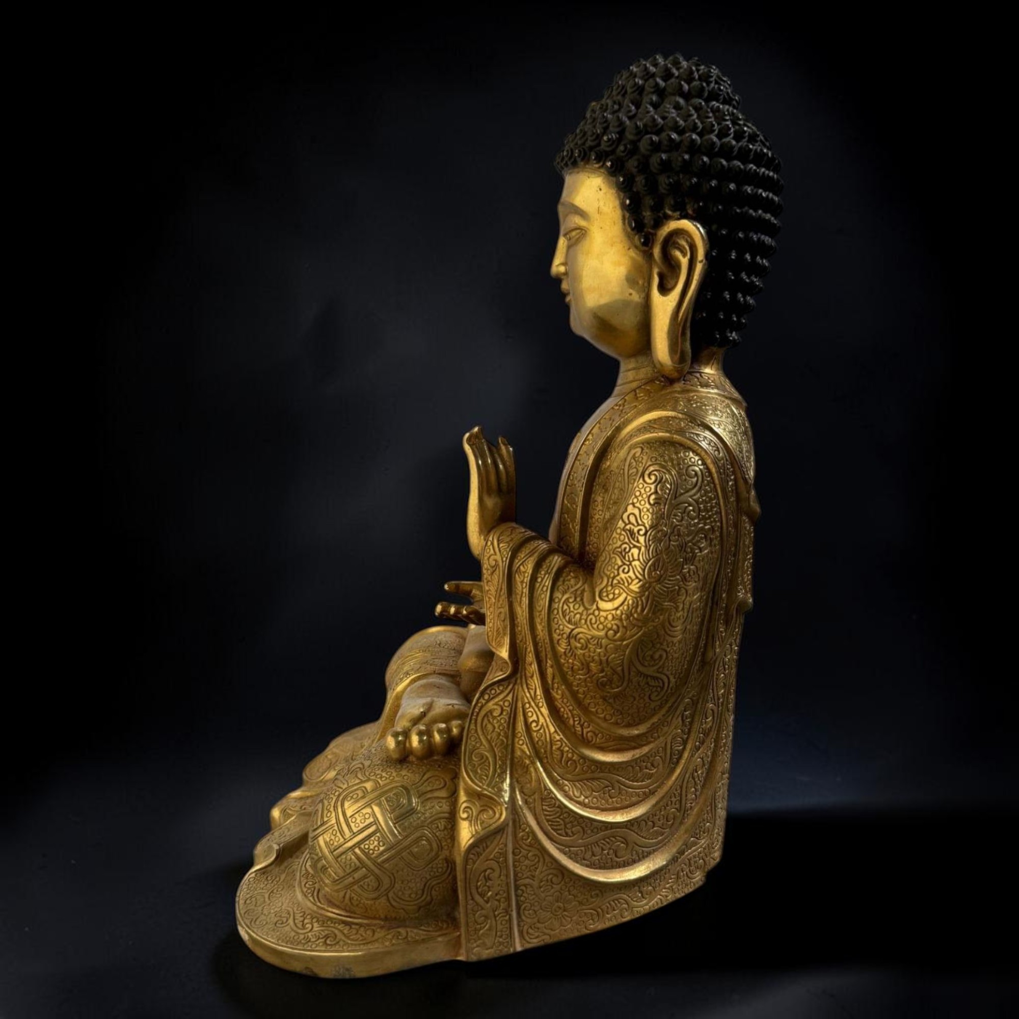 Bronze Buddha Figur – Segnungsgeste – 27,5 cm – Sichuan, China