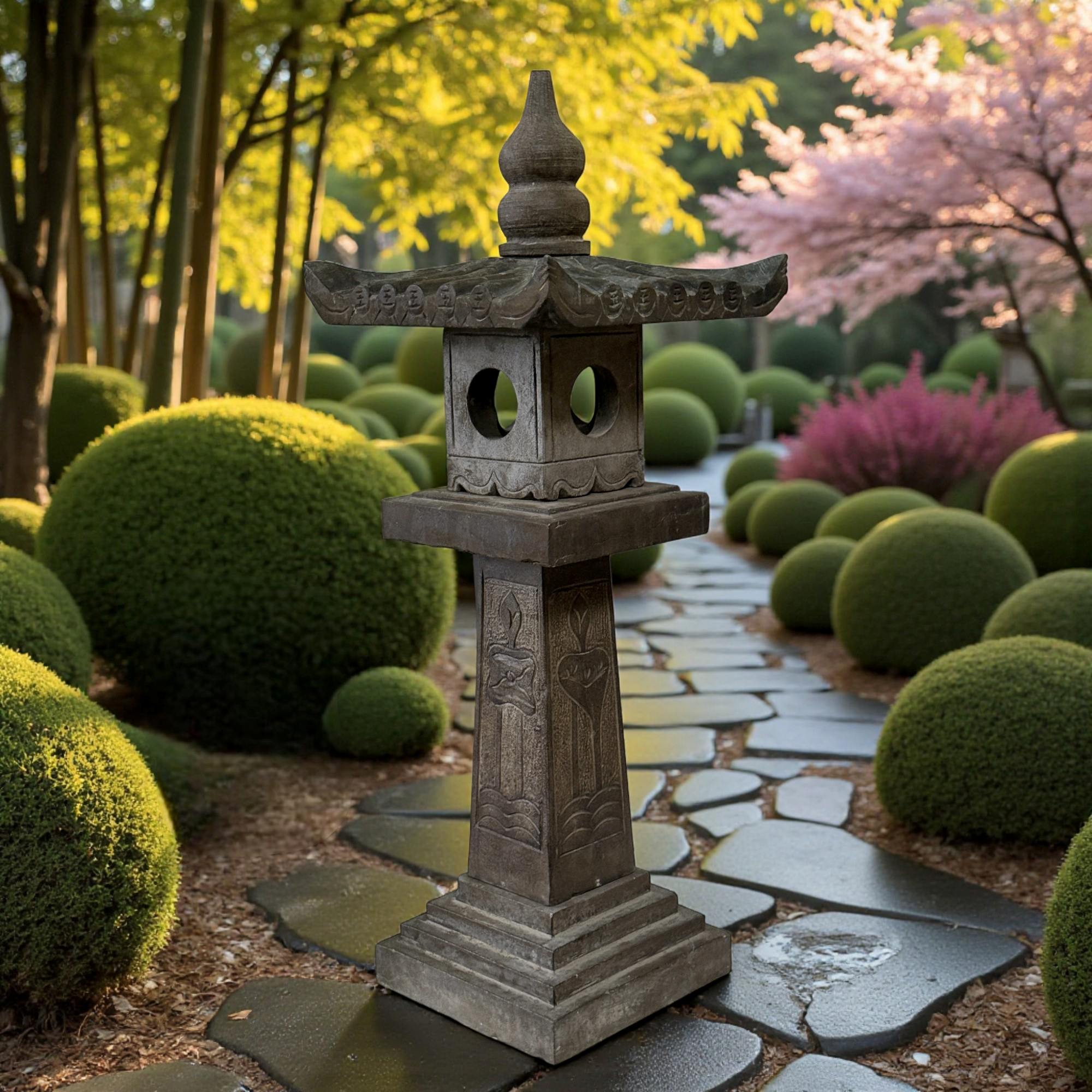 China Steinlaterne Garten Pagode mit Lotusblumen