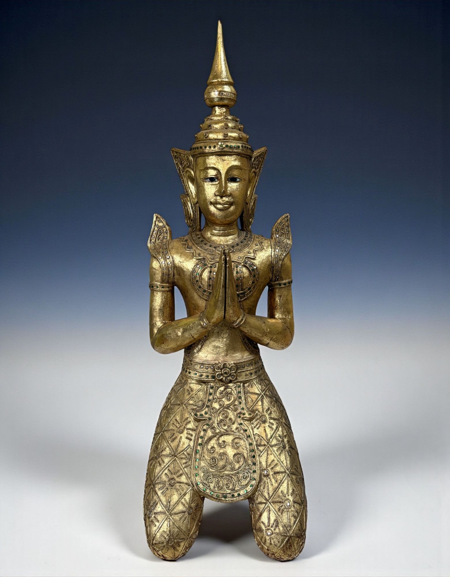 Thailändischer Tempelwächter Teppanom Holz Skulptur 94 cm