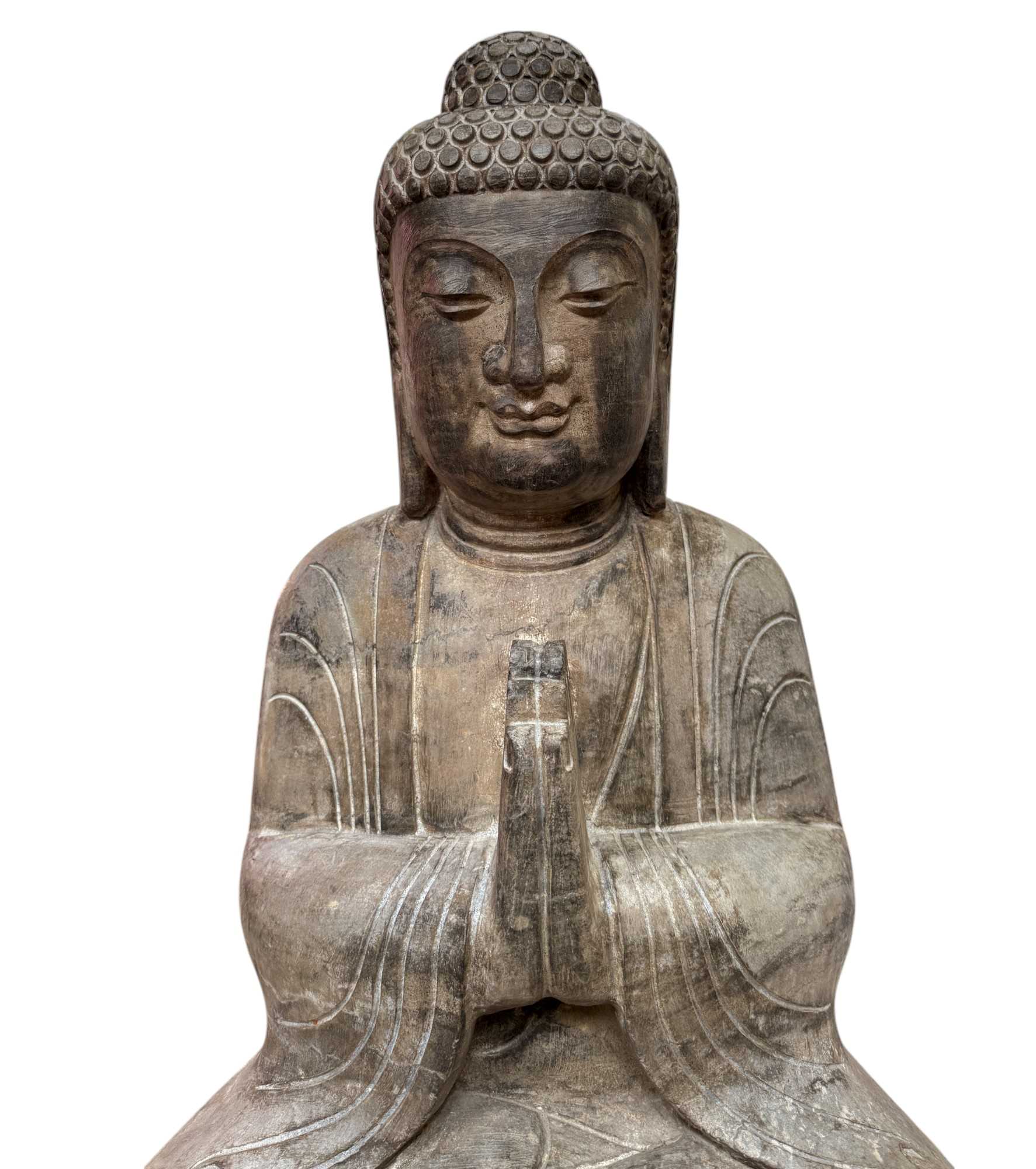 Buddha Garten Statue Naturstein Namaskar Mudra 81cm