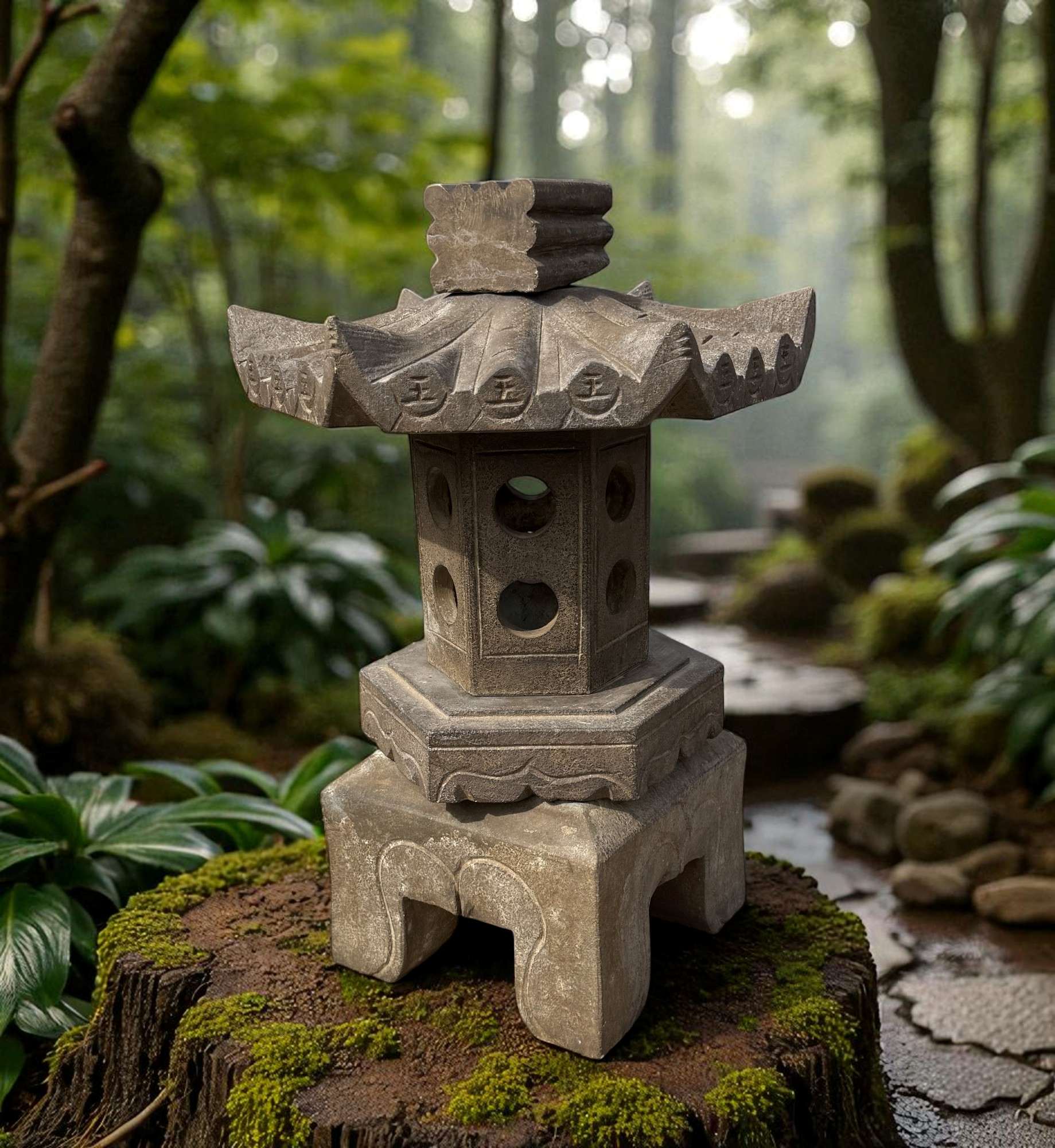 Asiatische Steinlaterne Geisterhaus Ahnenhaus Garten