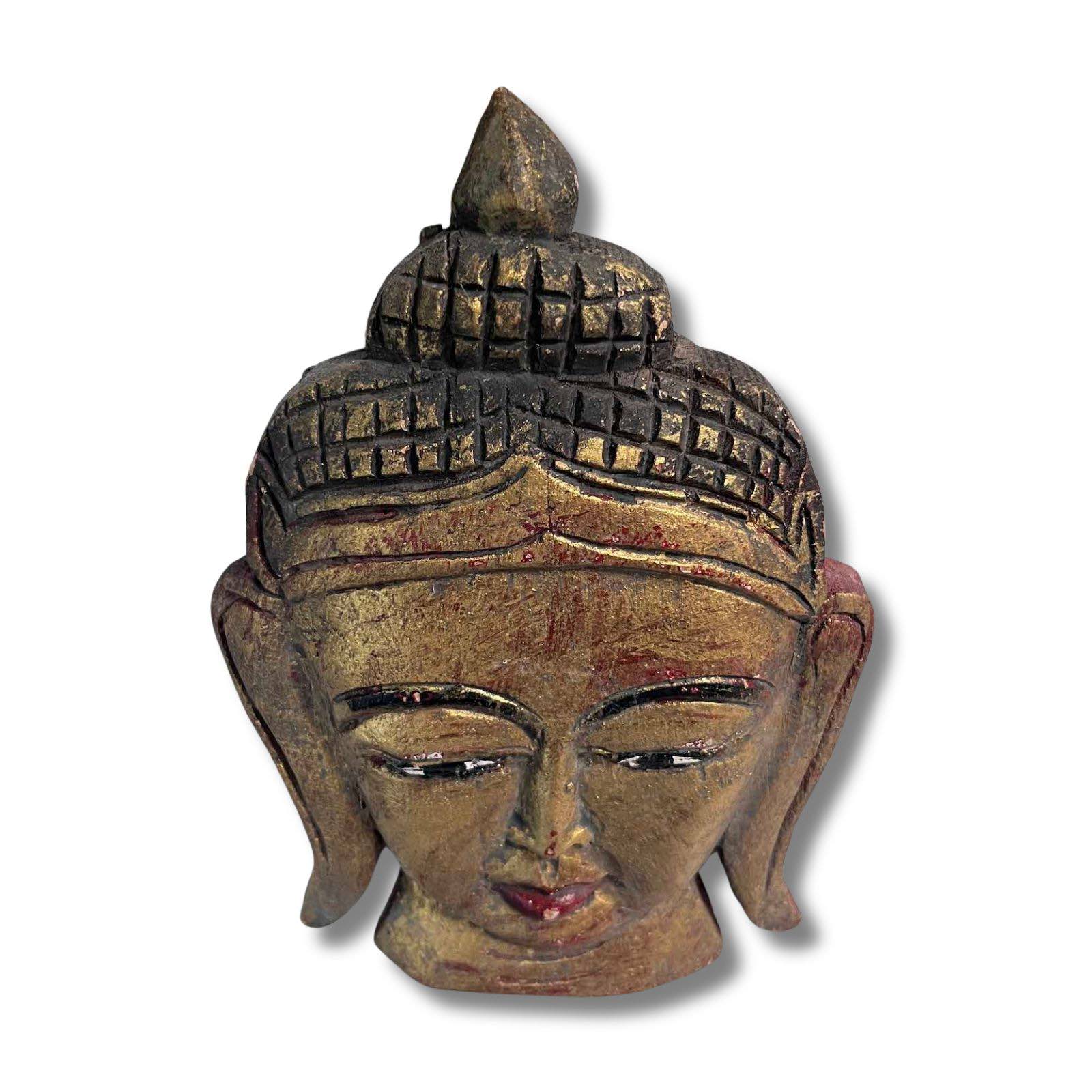 Buddha Kopf Maske Holz Skulptur Thailand