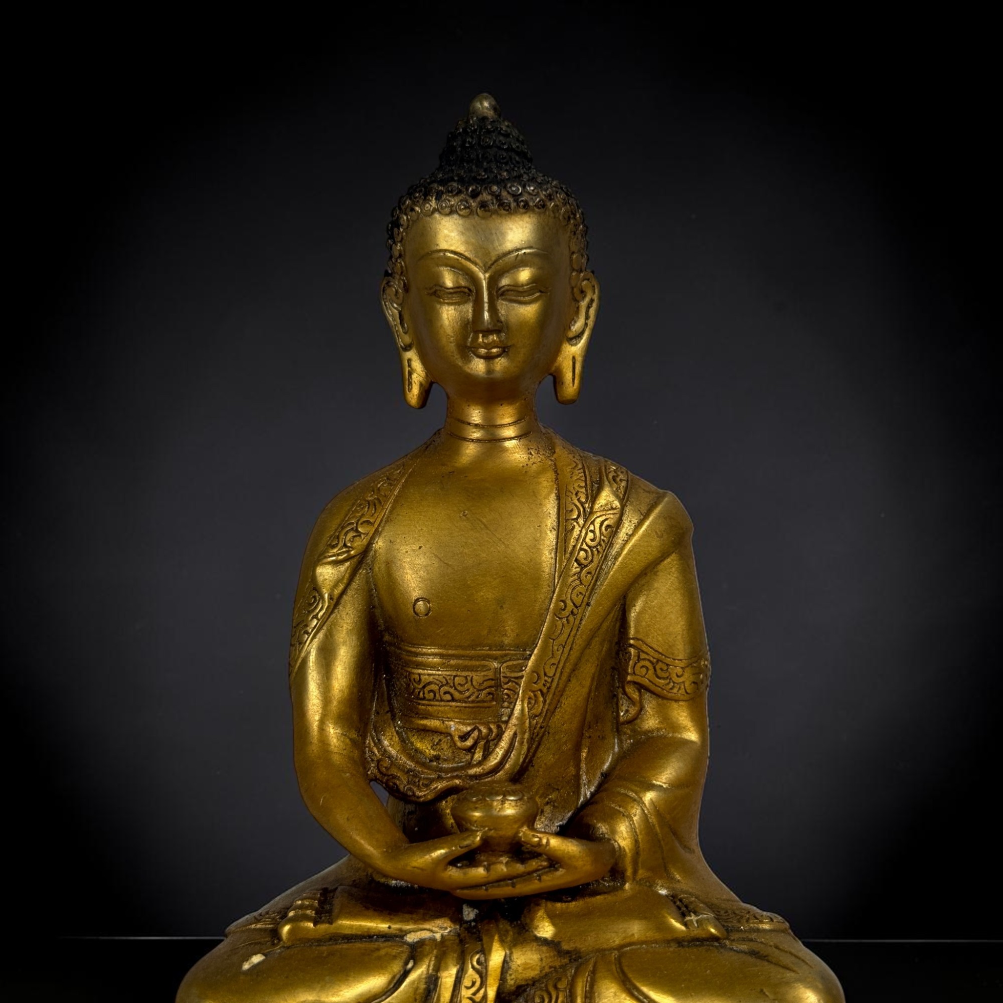Buddha Figur Amitabha Bronze Skulptur in Meditation Asien Kunst 20cm