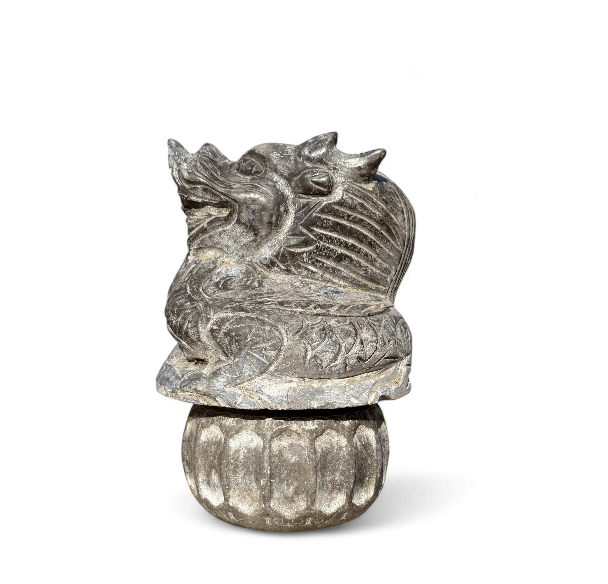 Chinesischer Drachen Wächter – Naturstein Gartenfigur für Schutz & Glück