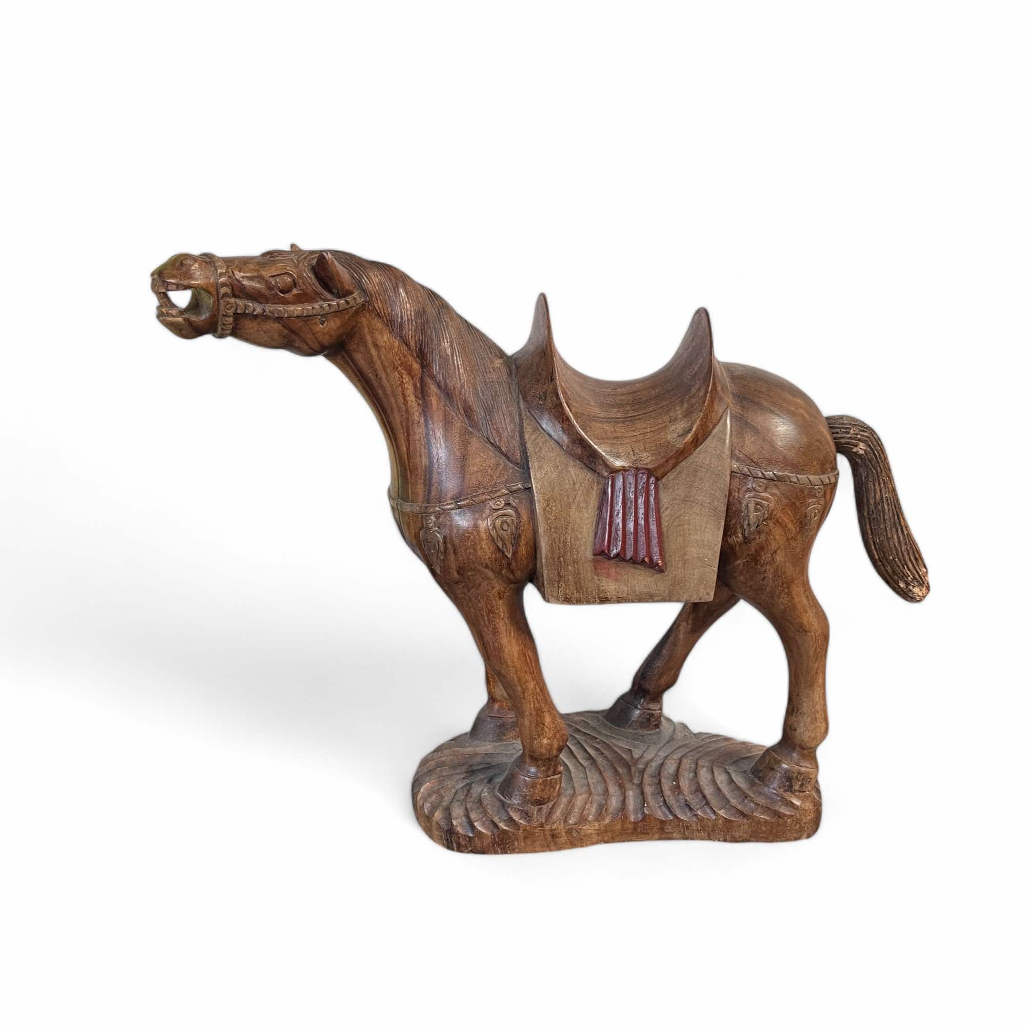 Chinesisches Tang Pferd Holz Skulptur 56 cm groß - Unikat