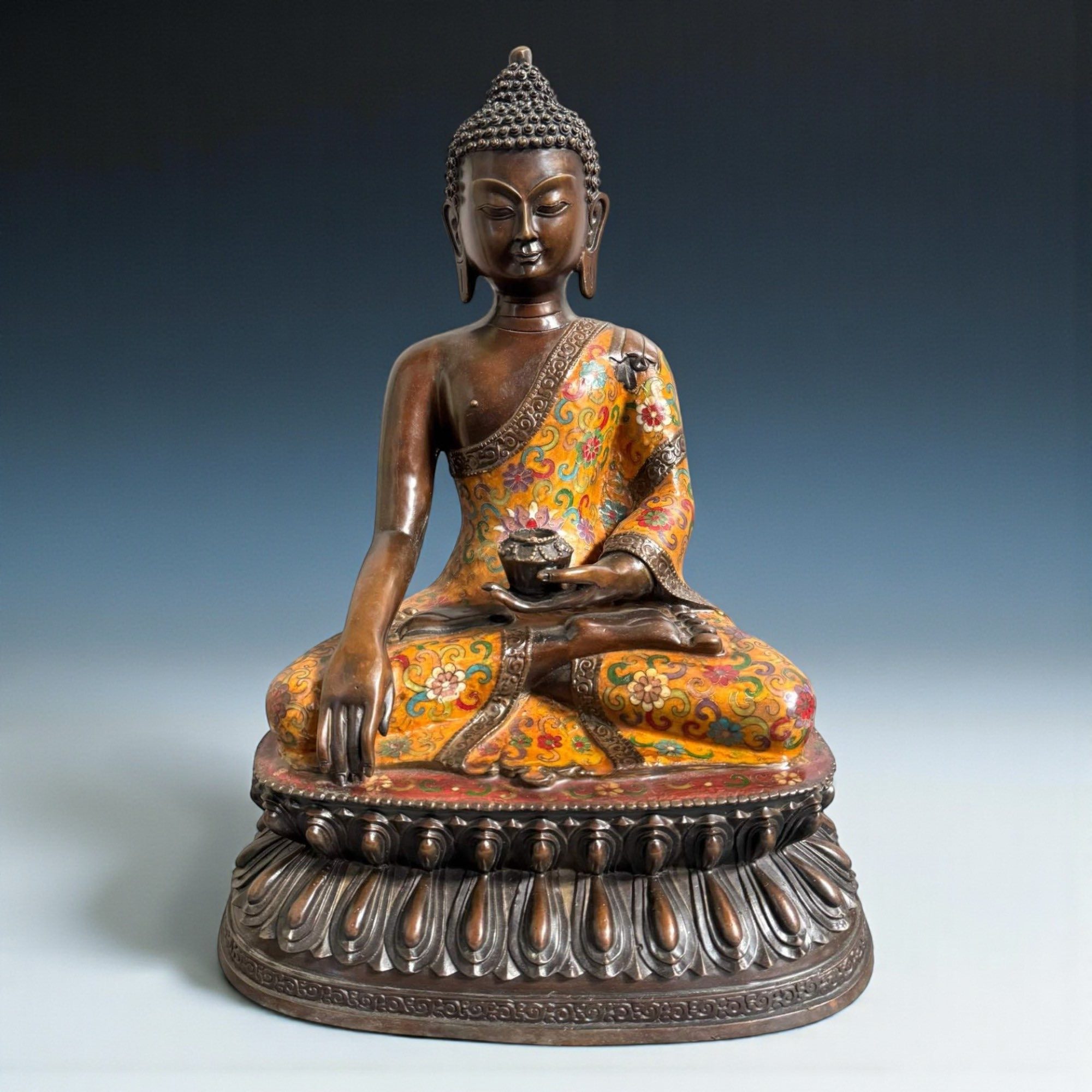 Cloisonné Buddha Figur Bronze Siddharta - 43,5 cm groß