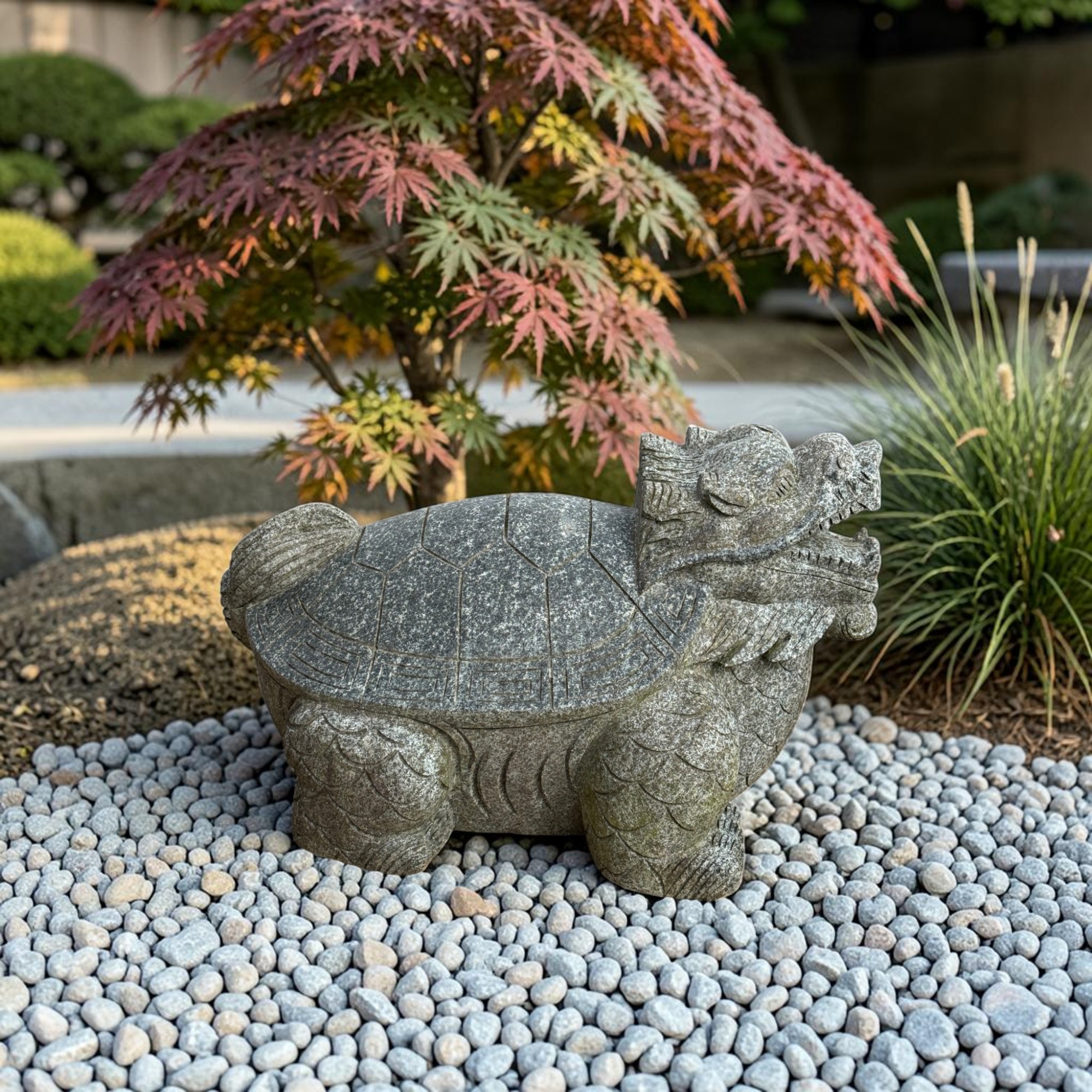 Drachenschildkröte massiver Granit Stein für Fengshui Garten