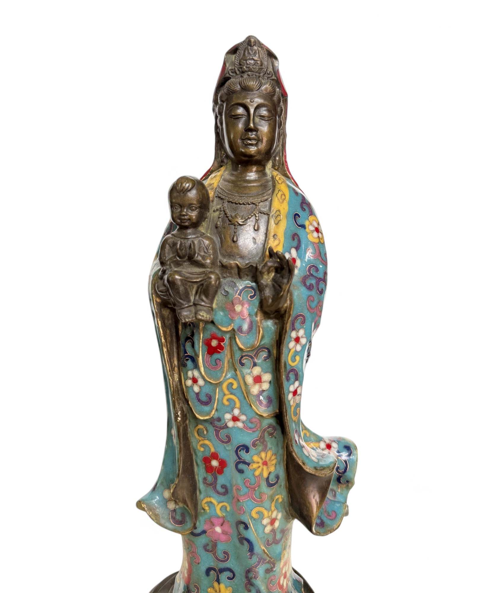 Guanyin Figur Cloisonne Bronze Bodhisattva Skulptur China Buddha