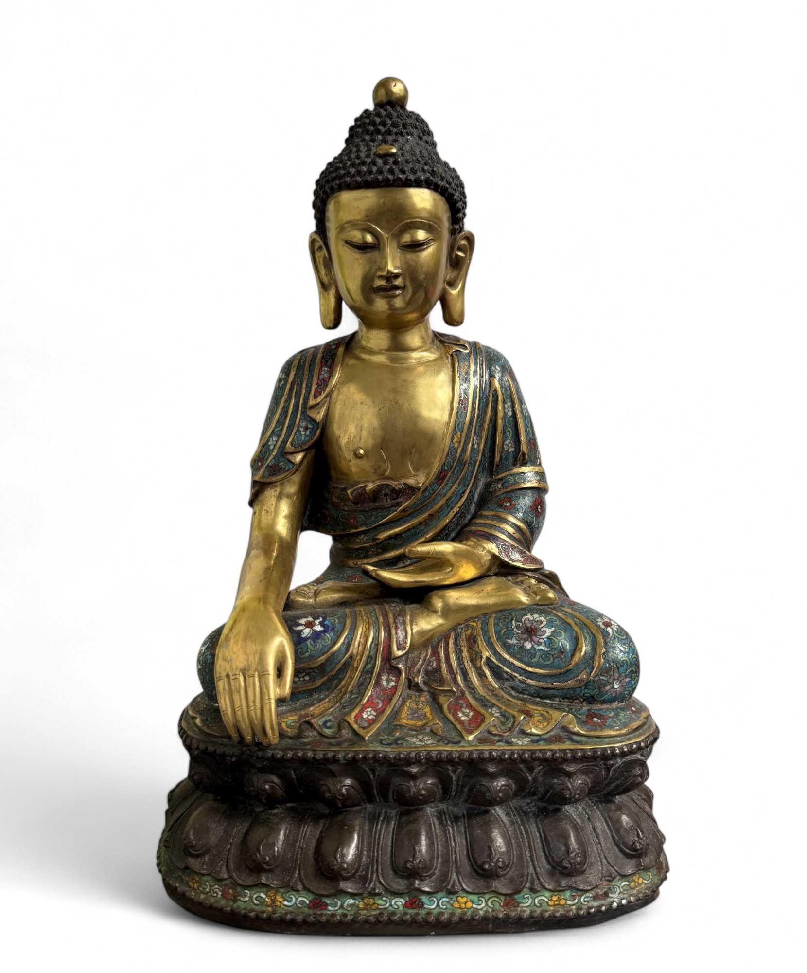Buddha Figur Bronze Cloisonne Skulptur 50 cm groß