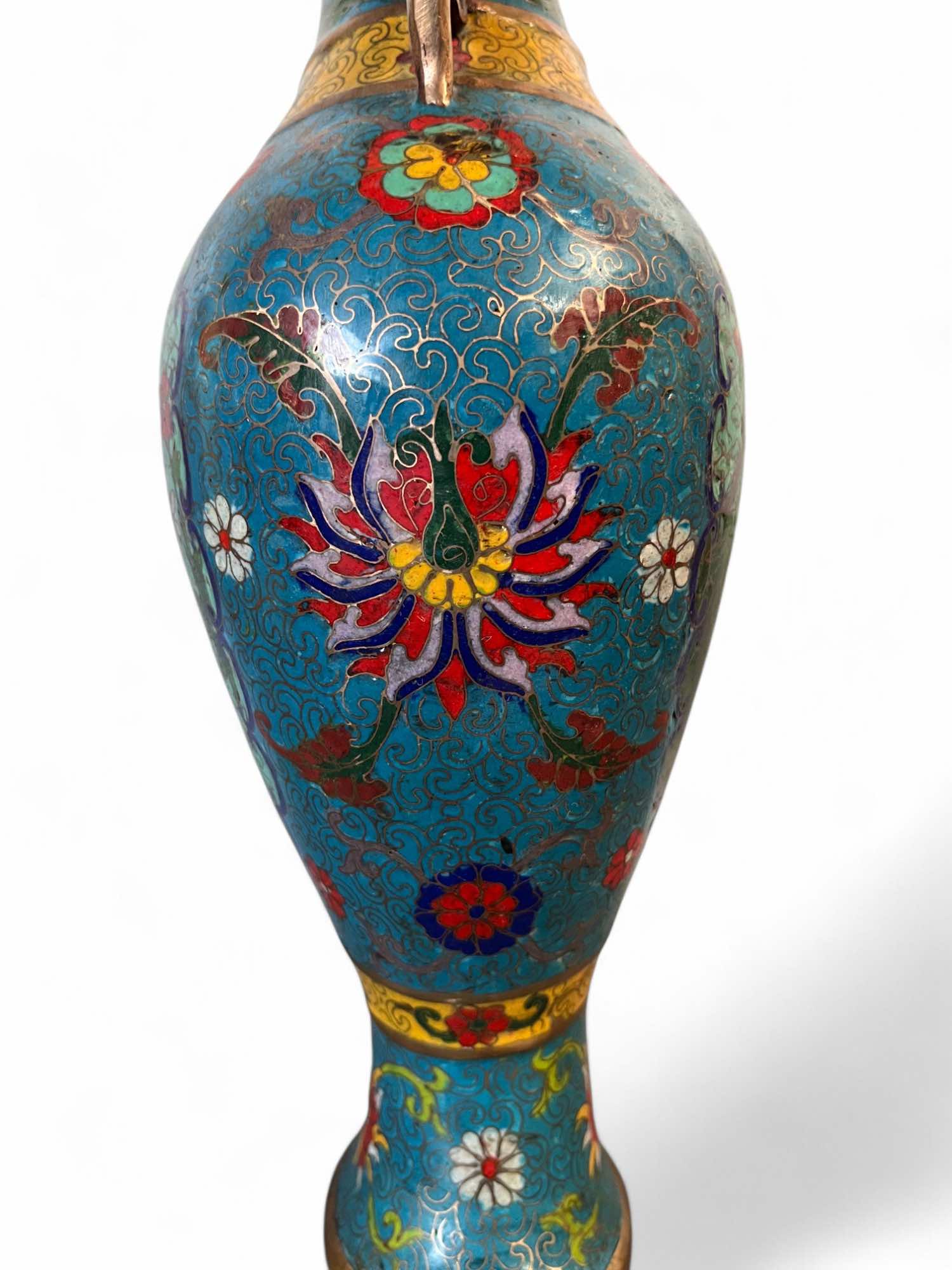 China Cloisonne Vase Bronze mit Markung
