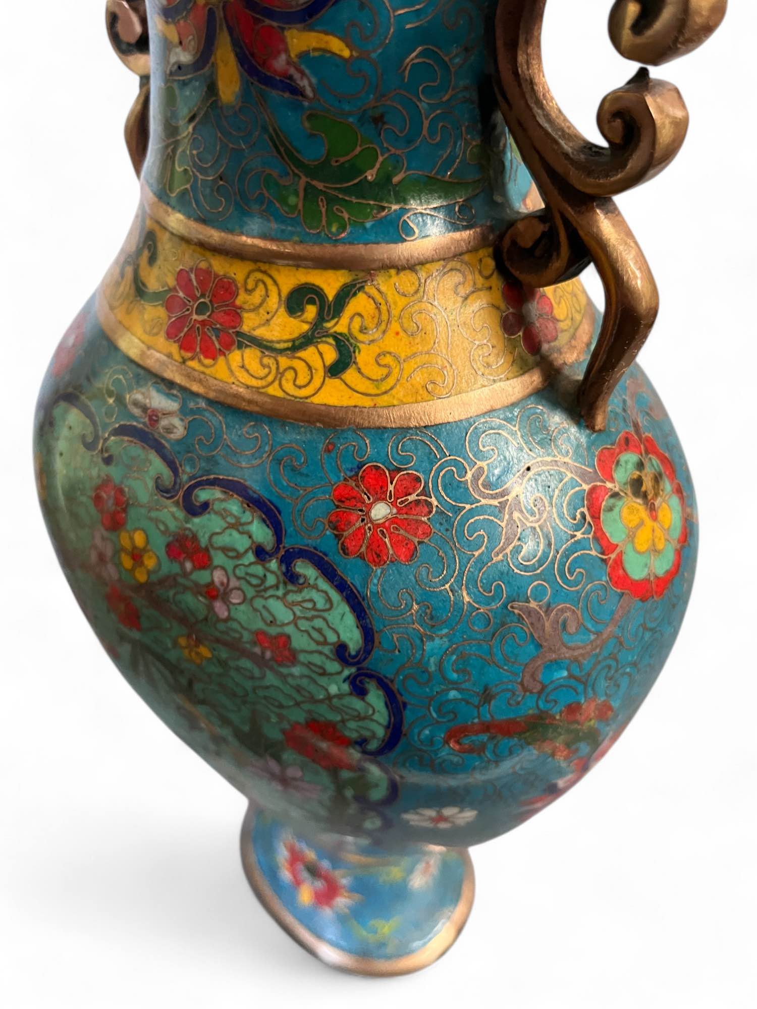 China Cloisonne Vase Bronze mit Markung