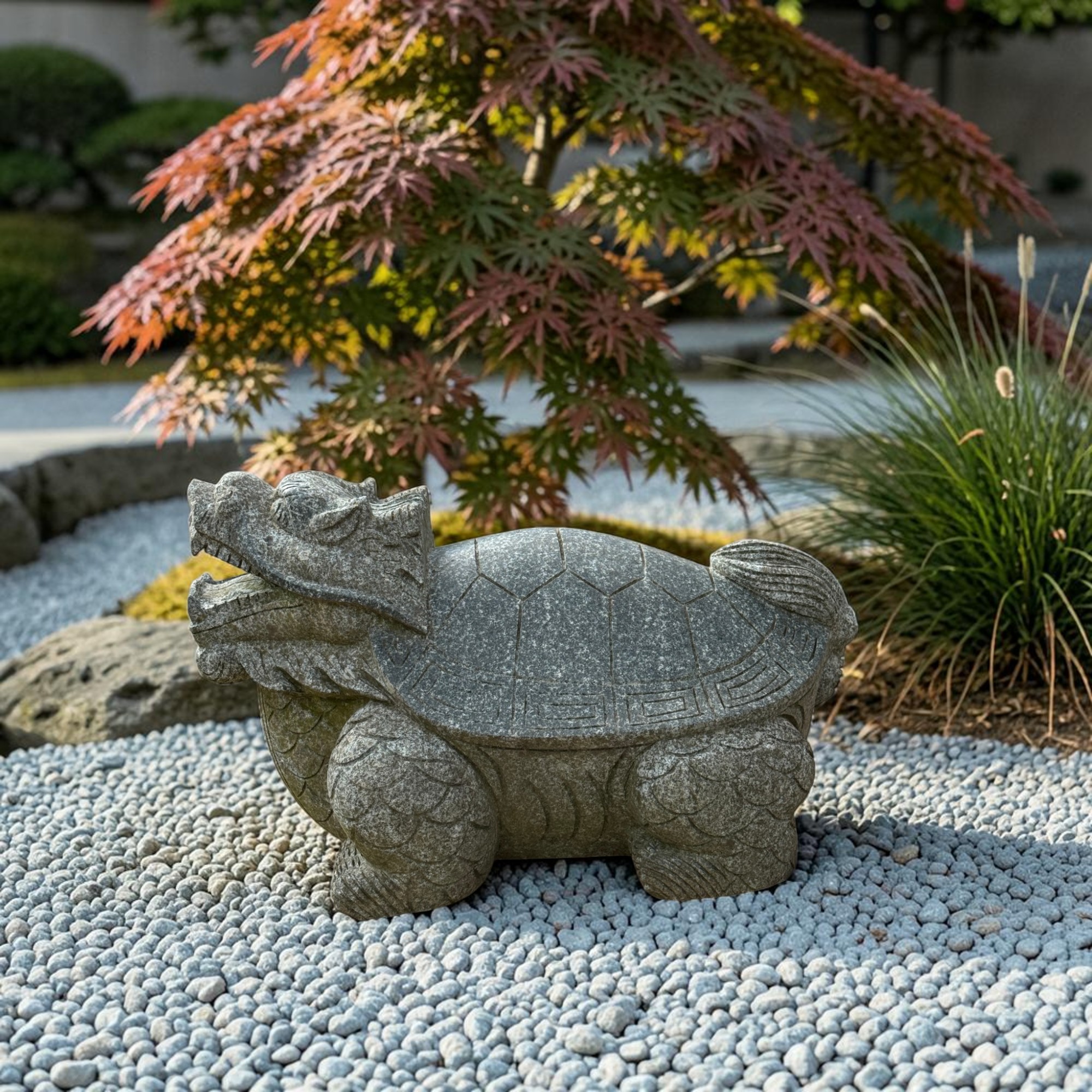 Drachenschildkröte massiver Granit Stein für Fengshui Garten