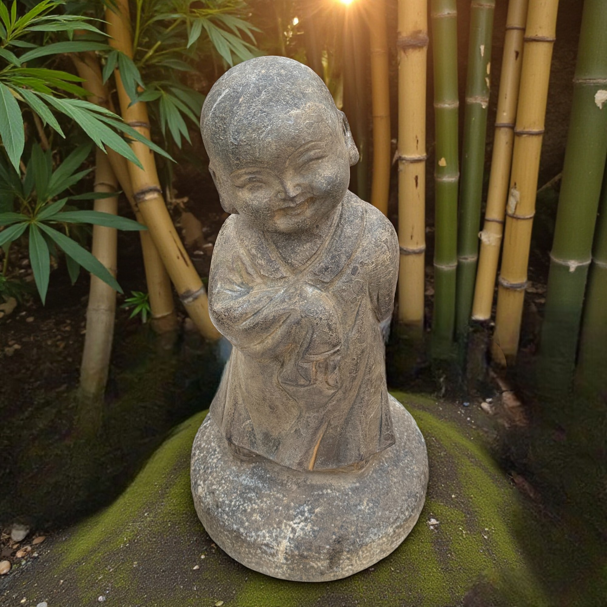 Garten Mönch Skulptur aus Naturstein - China - 40 cm groß