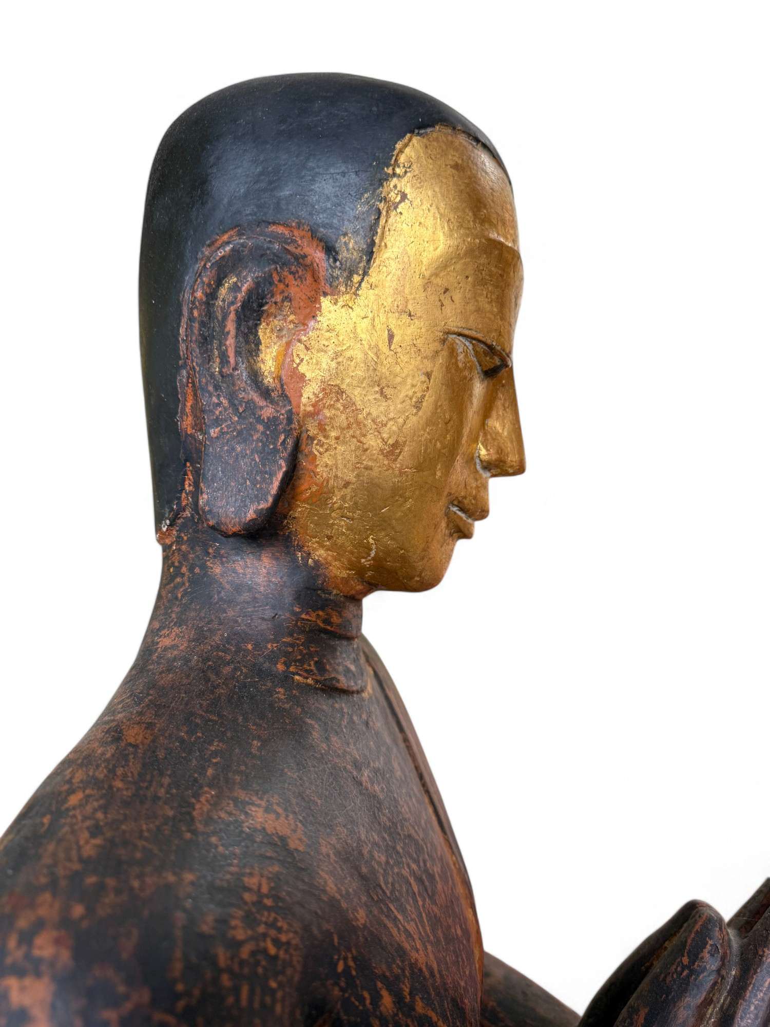 Burmesischer Mönch in Anjali Mudra aus Lacquerware 88 cm