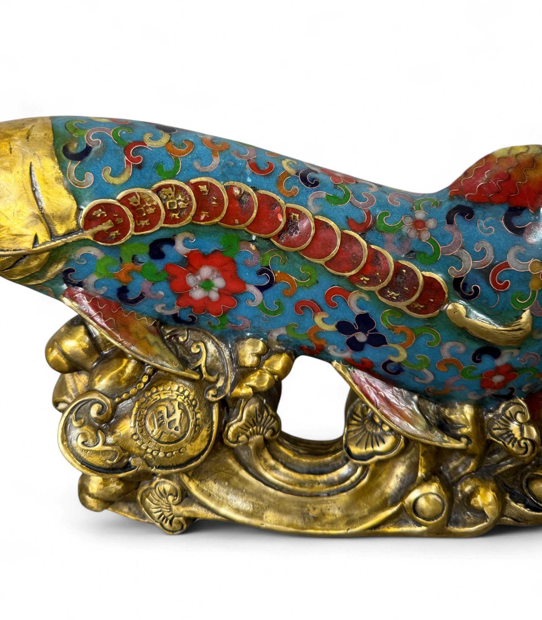 Koifisch Bronze Skulptur Cloisonne Figur Reichtumssymbol