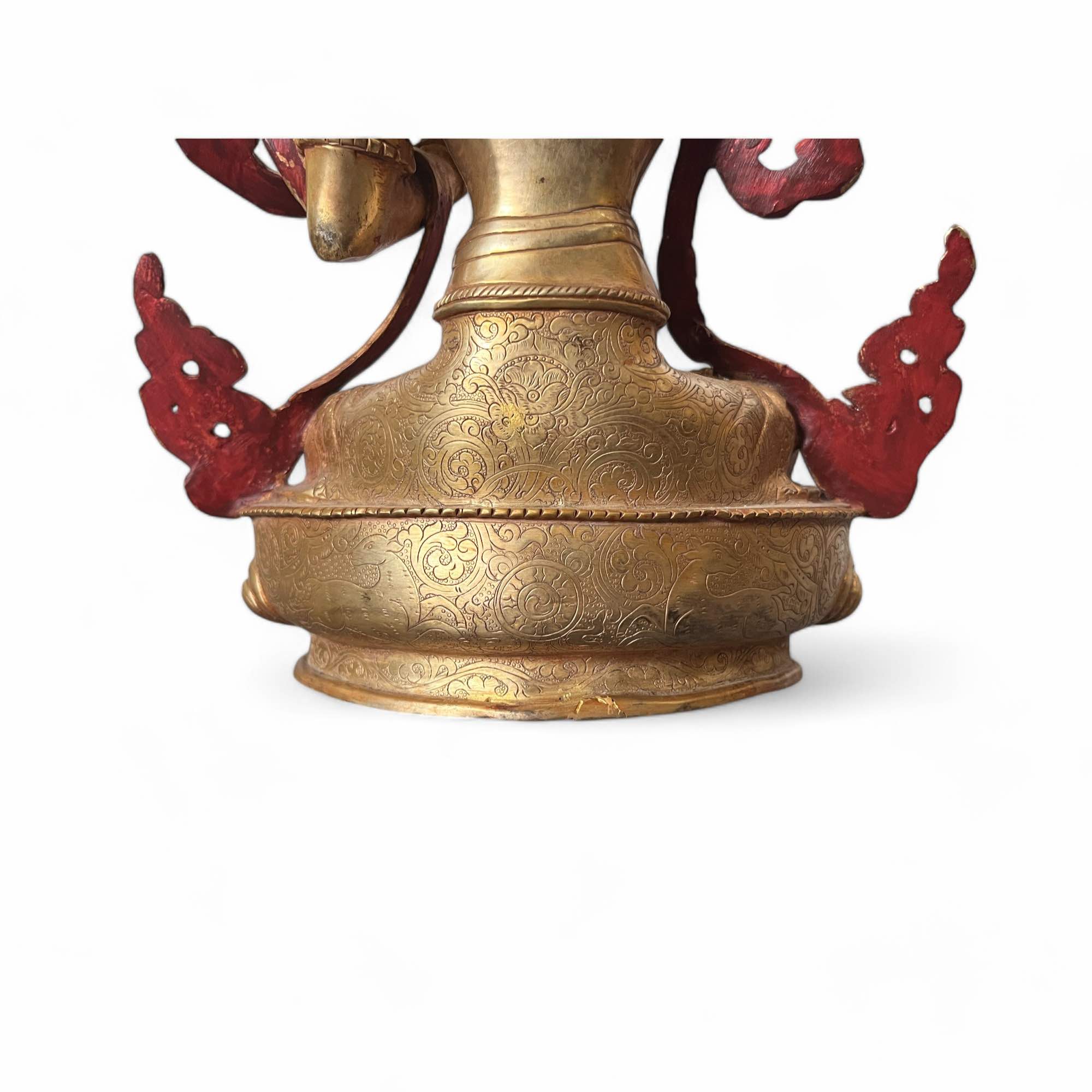 Manjushri Bronze Figur vergoldet Nepal - 31,5cm