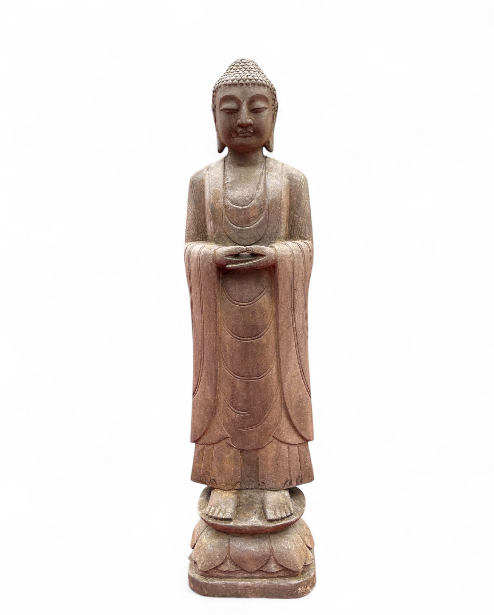 Garten Buddha Statue Naturstein Figur Meditations Geste
