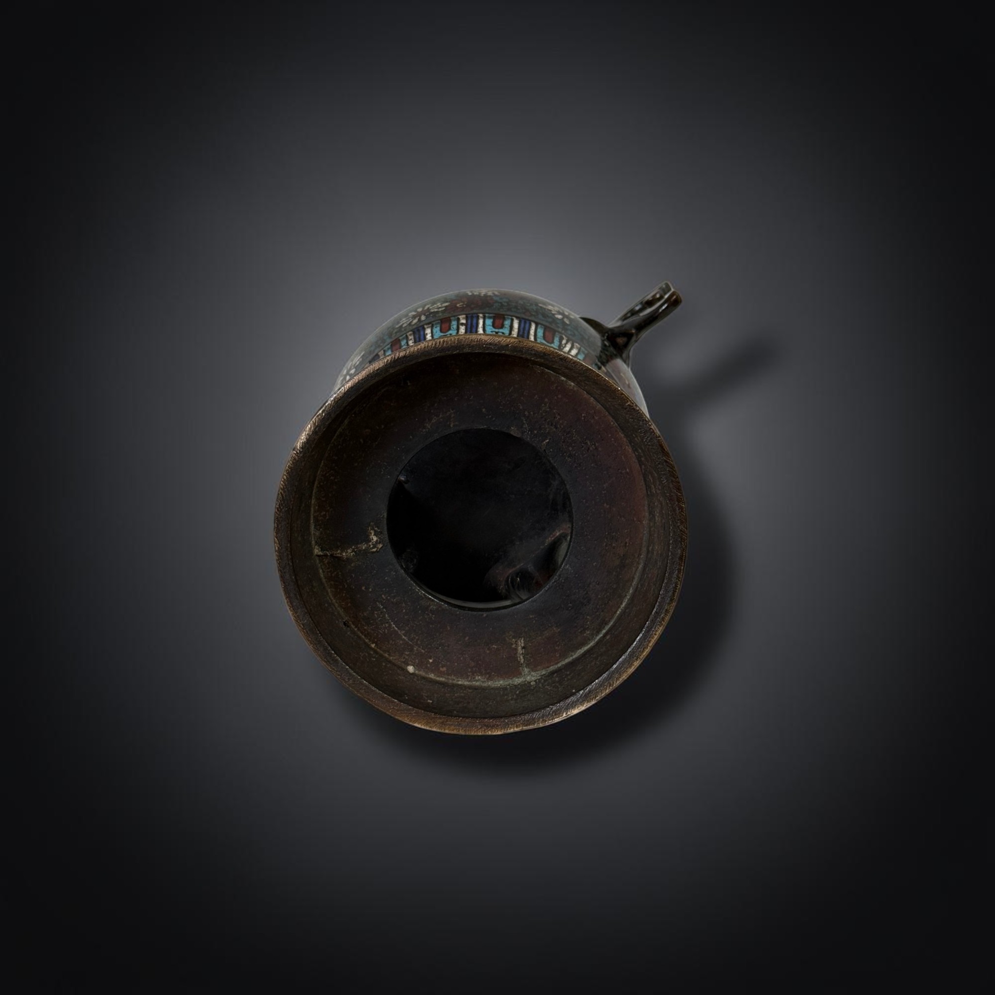 Altes chinesisches Räuchergefäß aus Bronze & Cloisonne mit Wächterlöwe