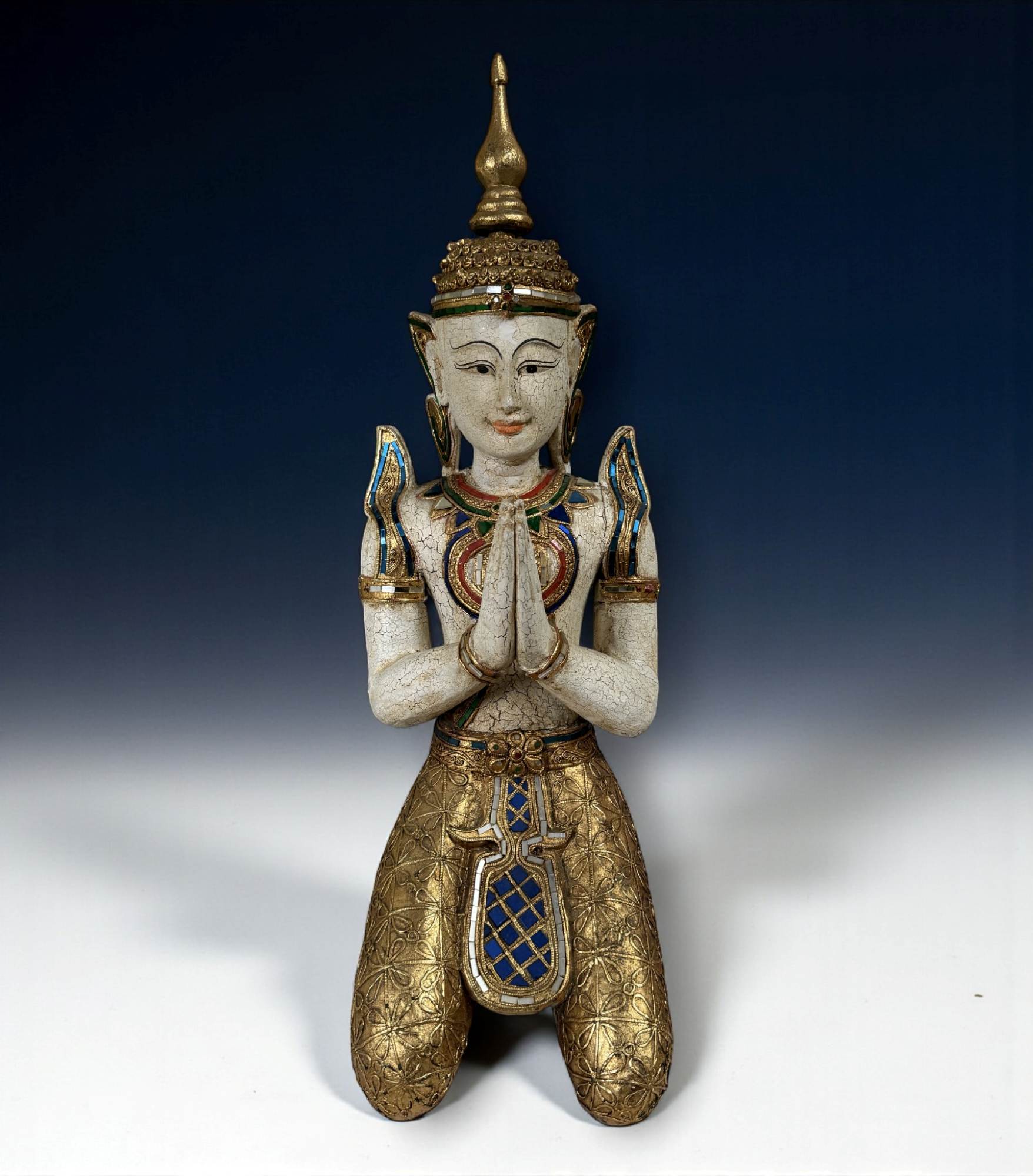 Thailändischer Tempelwächter mit Blattgold - 77 cm Thailändischer Tempelwächter mit Blattgold - 77 cm