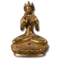 Buddha Figur Bronze gekrönt, Dharmachakra Mudra