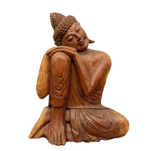Holz Buddha Figur (51cm) Ruhend - Schlafend - Unikat