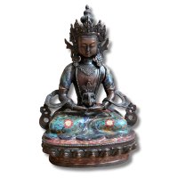 Buddha Figur Bronze Cloisonné Amitayus - 33,5cm groß