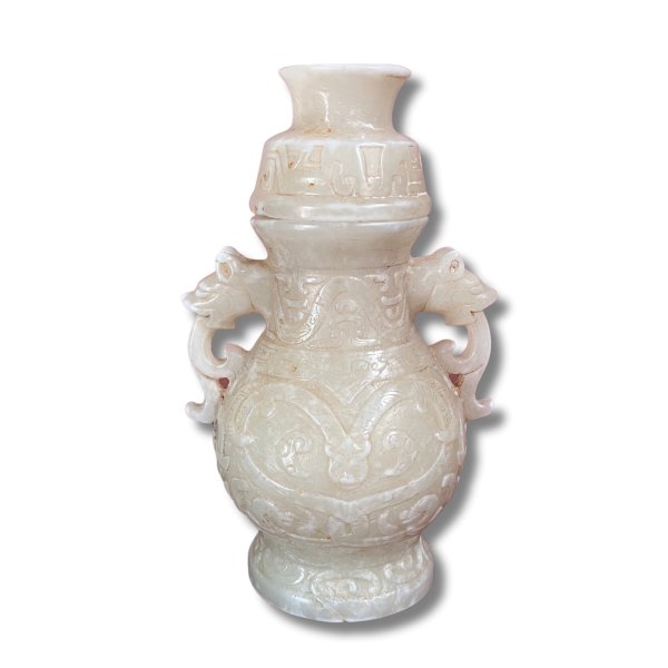 Jade Vase China Drachen Henkel