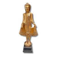 Buddha Statue Thailand Holz Figur blattvergoldet