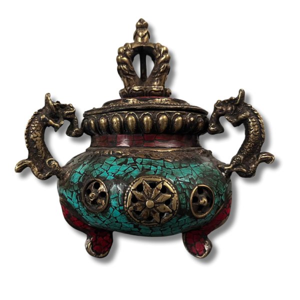 Räuchergefäß Bronze Tibet Drachen verziert