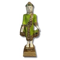 Holz Buddha Figur Thailand Grün