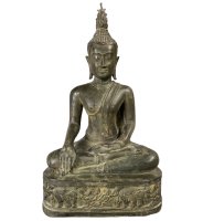 Bronze Buddha Figur Burma - Elefanten-Sockel
