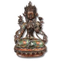 Weiße Tara Buddha Figur Bronze - Cloisonne