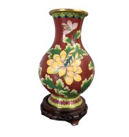 Chinesische Vintage Cloisonne Posy Vase - Messing