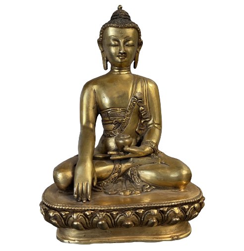 Buddha Figur Bronze Tibet vergoldet 20cm groß