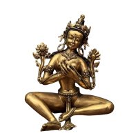 Buddha Figur Bronze Dharmachakra 24 K feuervergoldet