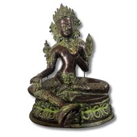 Grüne Tara Buddha Figur aus Bronze, Tibet/Nepal