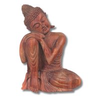 Buddha Figur Holz Statue Relax - 51cm groß