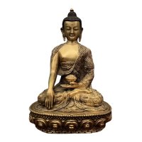 Gold Buddha Figur Bronze 24K fein verziert