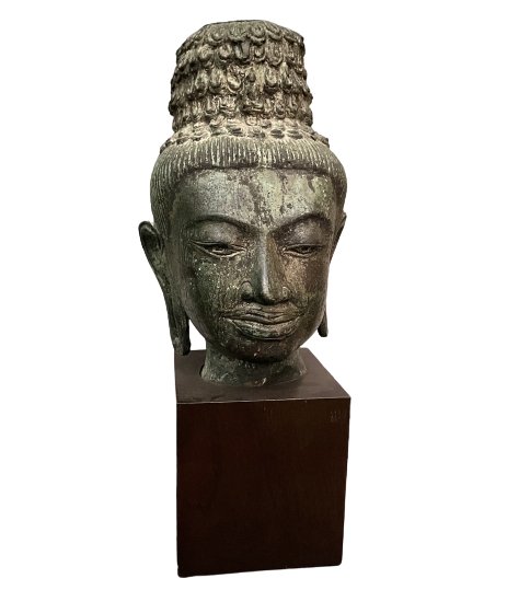 Buddha Kopf aus Burma (43,5cm) Shakyamuni Bronze Skulptur