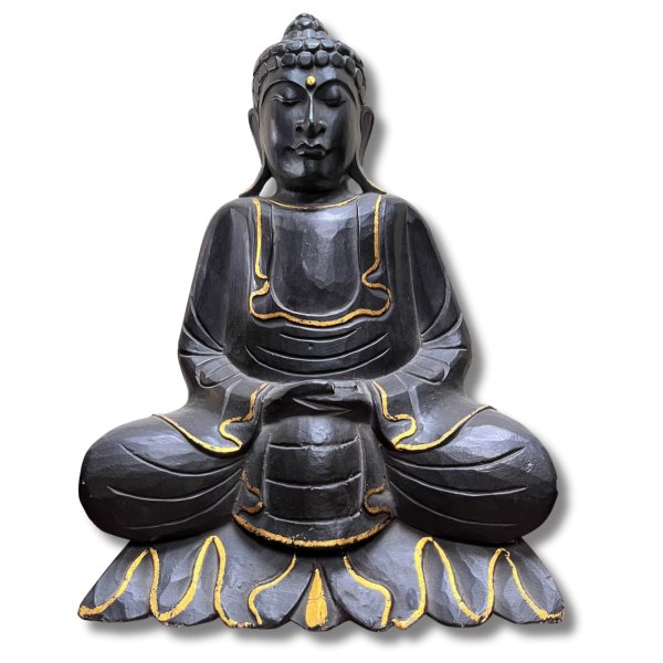 Buddha Figur Holz Meditation Skulptur 51cm groß