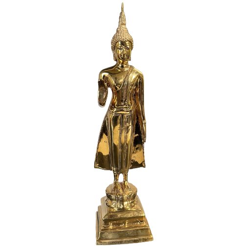 Buddha Figur Messing mit Schutz Geste - 31,5cm groß