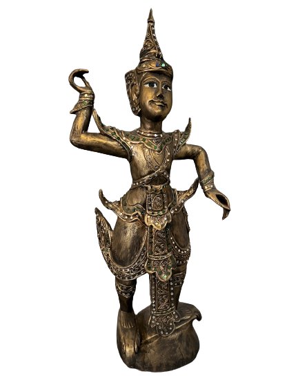 Thailändischer Tempeltänzer Holz Skulptur 63cm