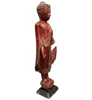 Holz Buddha Figur Burma - Rot - stehend