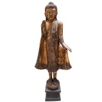 Buddha Statue Holz Figur Thailand Wochentag Montag