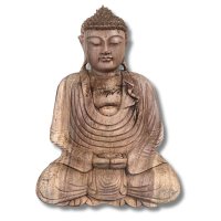 Meditation Buddha Figur aus Holz geschnitzt 43cm groß